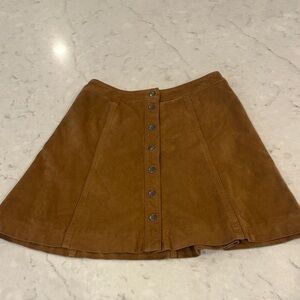 Abercrombie & Fitch Vegan Suede Button Front Mini Skirt Brown